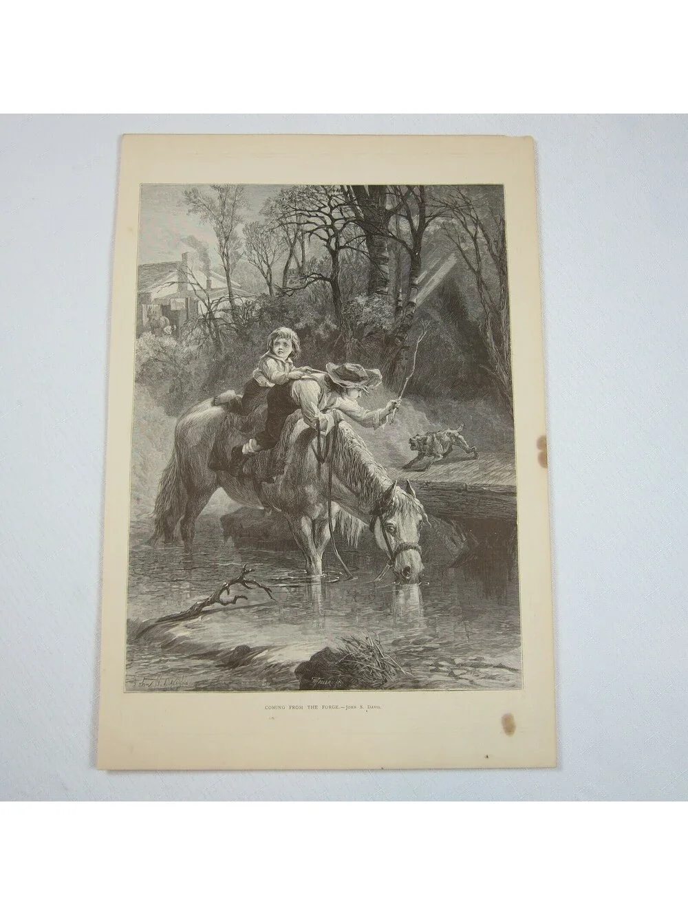 Antique 1874 Wood Engraving Print Coming From the Forge John S. Davis The Aldine